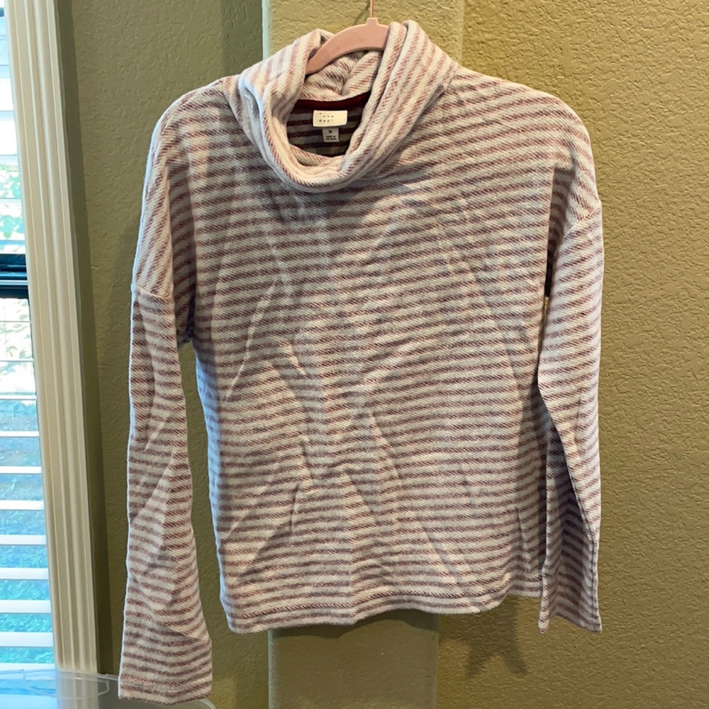 Pink/White Striped top with turtle neck